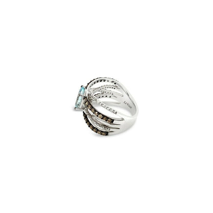 2 1/8 cts Blue Aquamarine and Diamond Ring in 14K White Gold by Le Vian - BirthStone.com