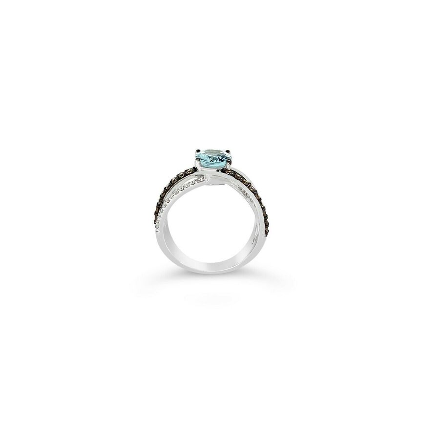 2 1/8 cts Blue Aquamarine and Diamond Ring in 14K White Gold by Le Vian - BirthStone.com