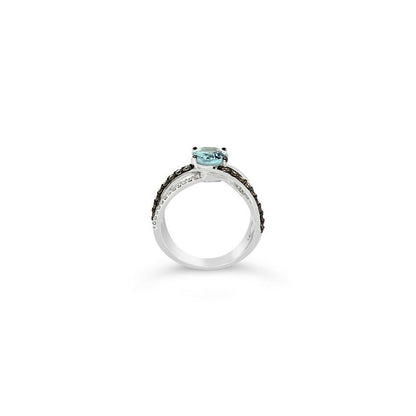 2 1/8 cts Blue Aquamarine and Diamond Ring in 14K White Gold by Le Vian - BirthStone.com