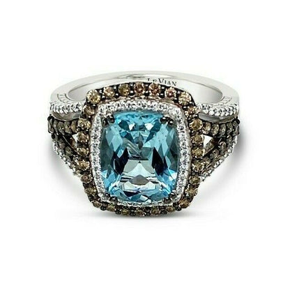 2 3/4 cts Aqua Aquamarine Cocktail Ring in 14K White Gold by Le Vian - BirthStone.com