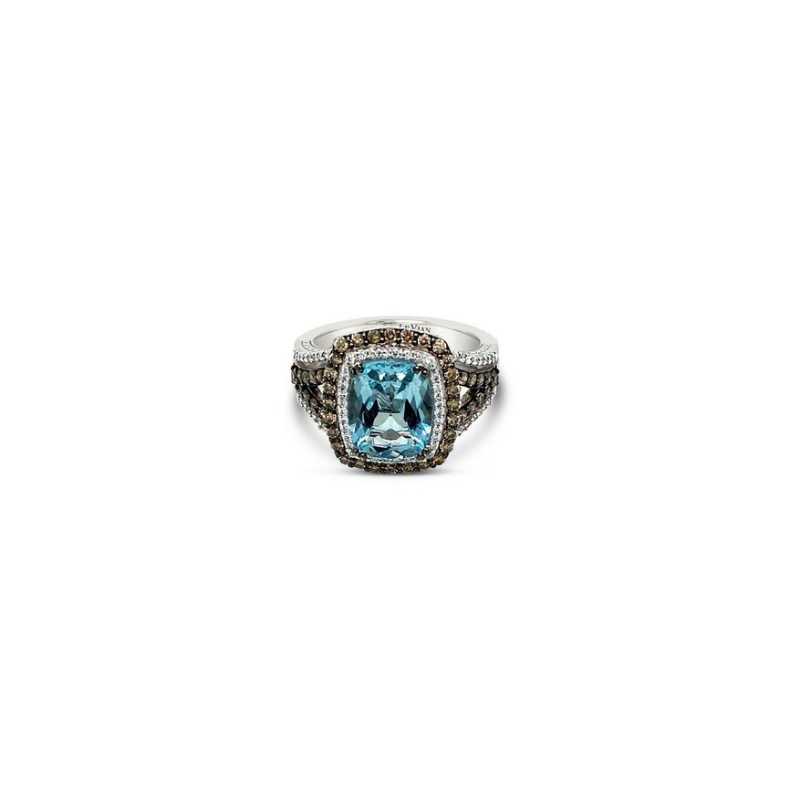 2 3/4 cts Aqua Aquamarine Cocktail Ring in 14K White Gold by Le Vian - BirthStone.com