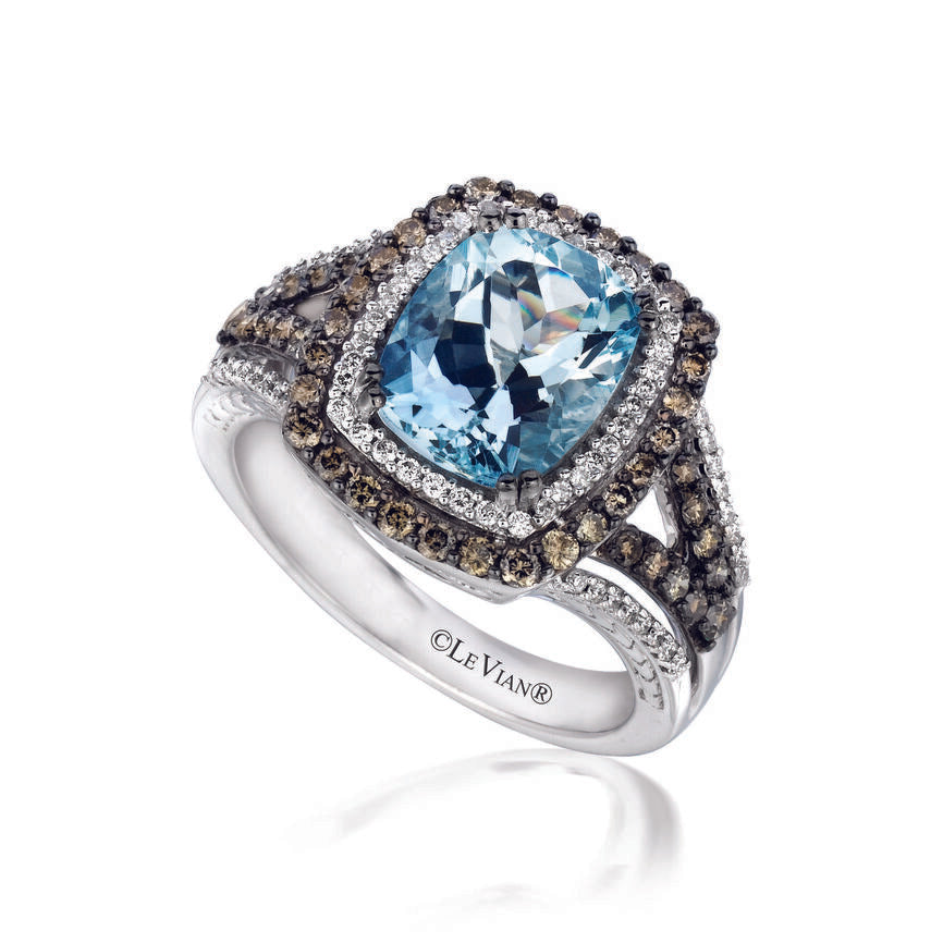 2 3/4 cts Aqua Aquamarine Cocktail Ring in 14K White Gold by Le Vian - BirthStone.com