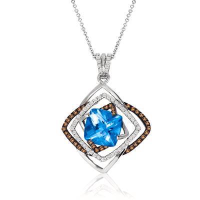 5 1/2 cts Blue Topaz and Diamond Necklace in 14K White Gold by Le Vian - BirthStone.com