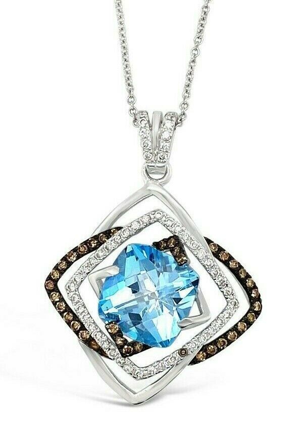 5 1/2 cts Blue Topaz and Diamond Necklace in 14K White Gold by Le Vian - BirthStone.com