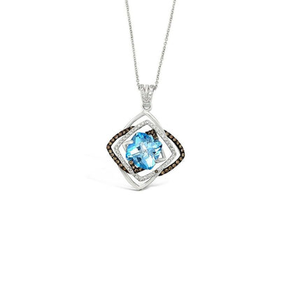 5 1/2 cts Blue Topaz and Diamond Necklace in 14K White Gold by Le Vian - BirthStone.com