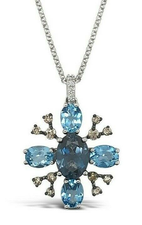 2 7/8 cts Blue London Blue Topaz and Diamond Necklace in 14K White Gold by Le Vian - BirthStone.com