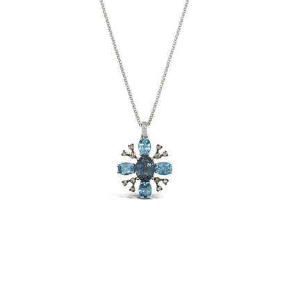 2 7/8 cts Blue London Blue Topaz and Diamond Necklace in 14K White Gold by Le Vian - BirthStone.com