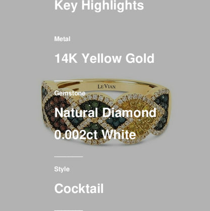 1/2 cts White Diamond Ring in 14K Yellow Gold by Le Vian