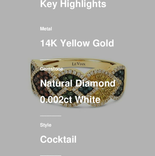 1/2 cts White Diamond Ring in 14K Yellow Gold by Le Vian