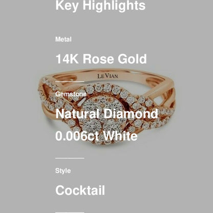 5/8 cts White Diamond Ring in 14K Rose Gold by Le Vian
