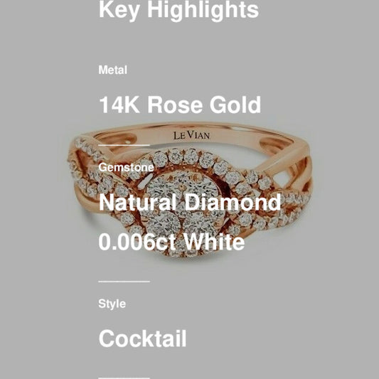 5/8 cts White Diamond Ring in 14K Rose Gold by Le Vian