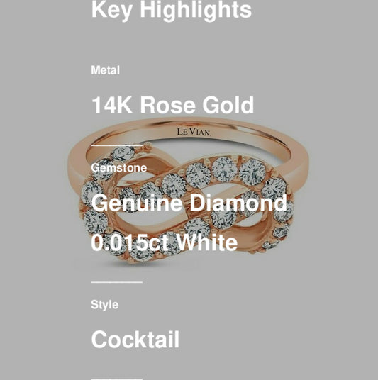 5/8 cts White Diamond Ring in 14K Rose Gold by Le Vian