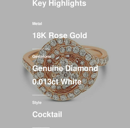 1 cts White Diamond Ring in 18K Rose Gold by Le Vian