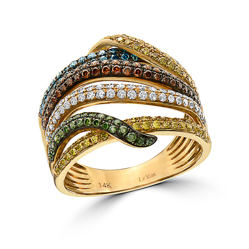 Le Vian 1 1/8 cts Multi-Color Diamond Ring in 14K Yellow Gold - BirthStone.com