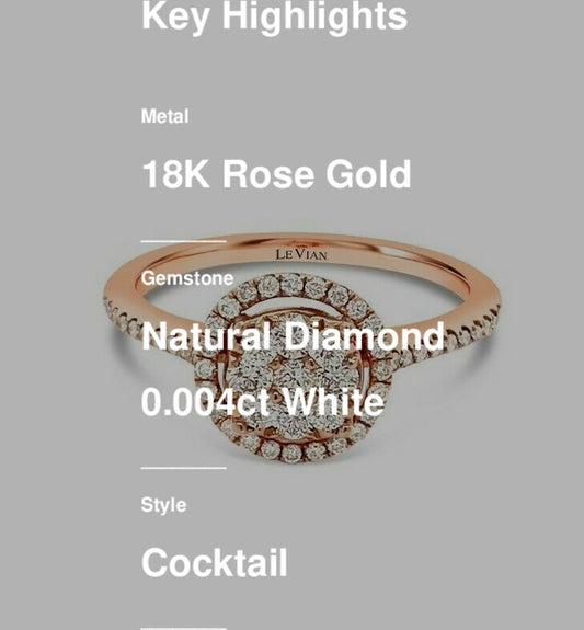 1/2 cts White Diamond Ring in 18K Rose Gold by Le Vian