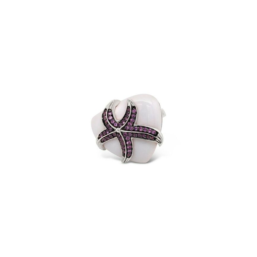 5/8 cts Pink Sapphire and Sapphire Ring in Sterling Silver Plated Sterling Silver by Carlo Viani - BirthStone.com