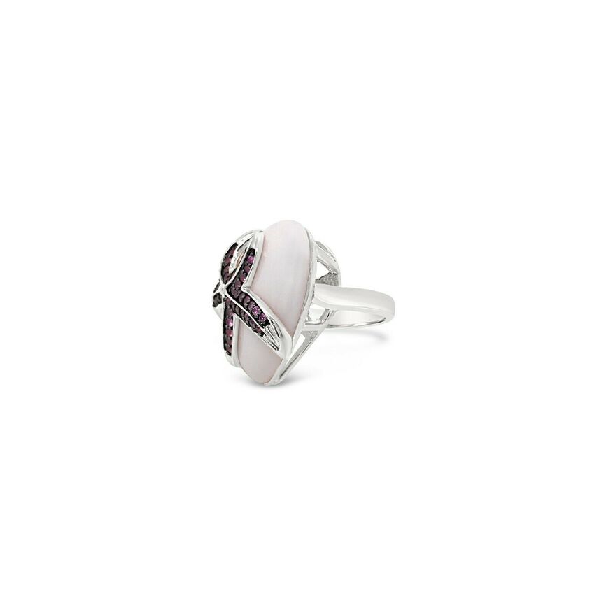 5/8 cts Pink Sapphire and Sapphire Ring in Sterling Silver Plated Sterling Silver by Carlo Viani - BirthStone.com