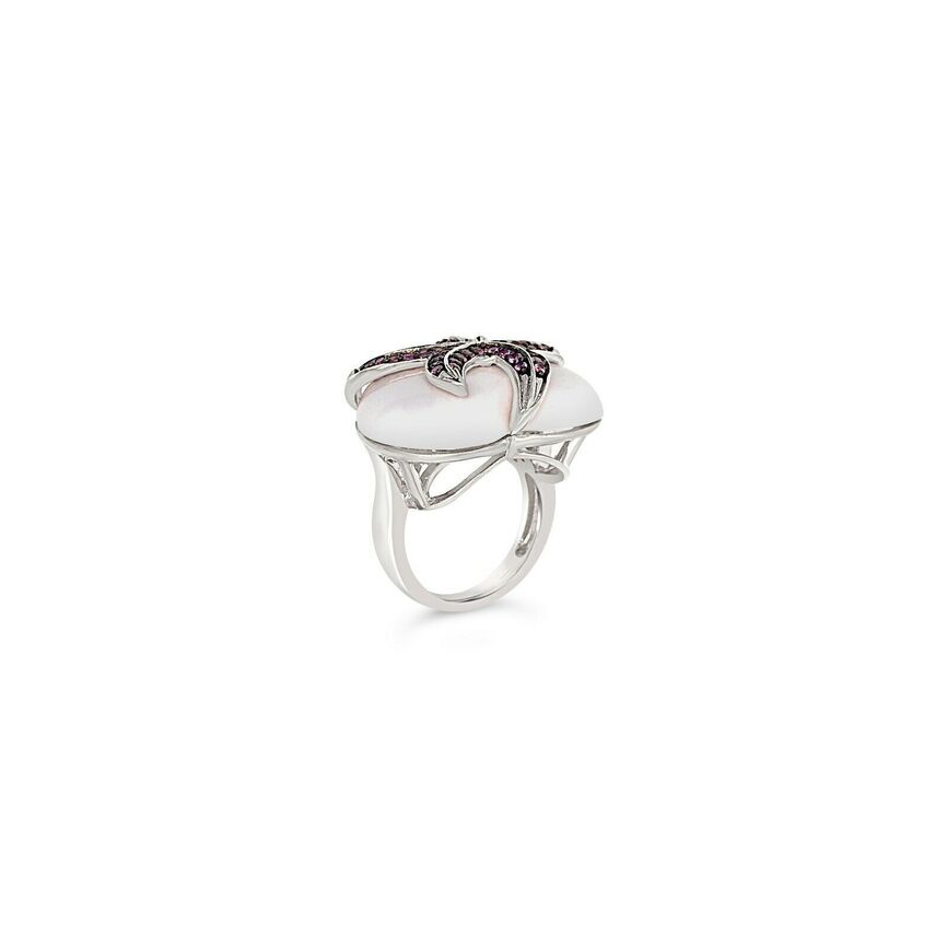 5/8 cts Pink Sapphire and Sapphire Ring in Sterling Silver Plated Sterling Silver by Carlo Viani - BirthStone.com