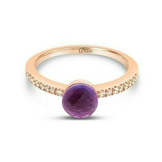 1 cts Purple Amethyst and Diamond Ring in 14K Rose Gold by Le Vian - BirthStone.com