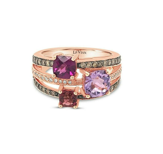 2 cts Purple Amethyst and Diamond Ring in 14K Rose Gold by Le Vian - BirthStone.com