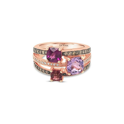 2 cts Purple Amethyst and Diamond Ring in 14K Rose Gold by Le Vian - BirthStone.com