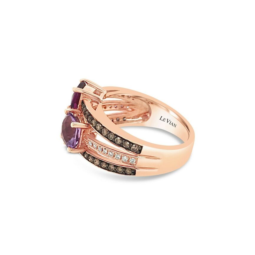 2 cts Purple Amethyst and Diamond Ring in 14K Rose Gold by Le Vian - BirthStone.com