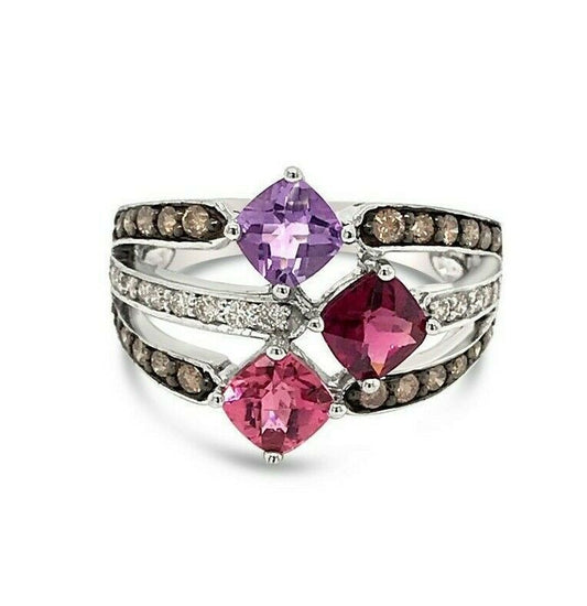 2 cts Red Rhodolite Garnet and Diamond Ring in 14K White Gold by Le Vian - BirthStone.com