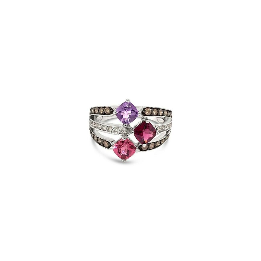 2 cts Red Rhodolite Garnet and Diamond Ring in 14K White Gold by Le Vian - BirthStone.com