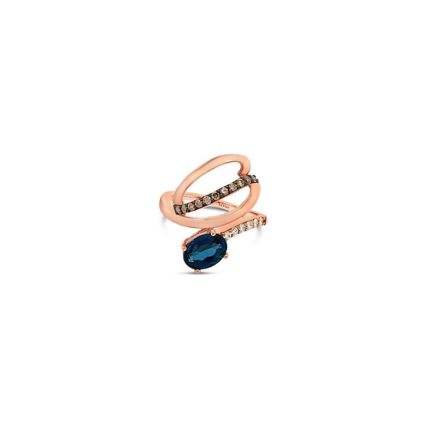 1 1/2 cts Blue London Blue Topaz and Diamond Ring in 14K Rose Gold by Le Vian - BirthStone.com