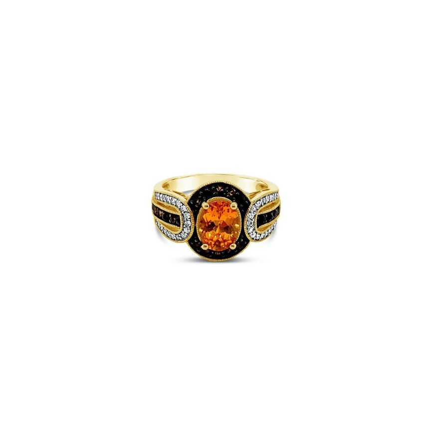 Arusha Exotics™ Ring Spessartite Smoky Quartz Vanilla Diamonds® 14K Honey Gold™