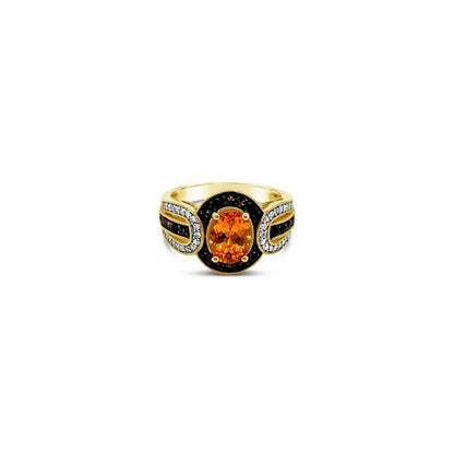 Arusha Exotics™ Ring Spessartite Smoky Quartz Vanilla Diamonds® 14K Honey Gold™