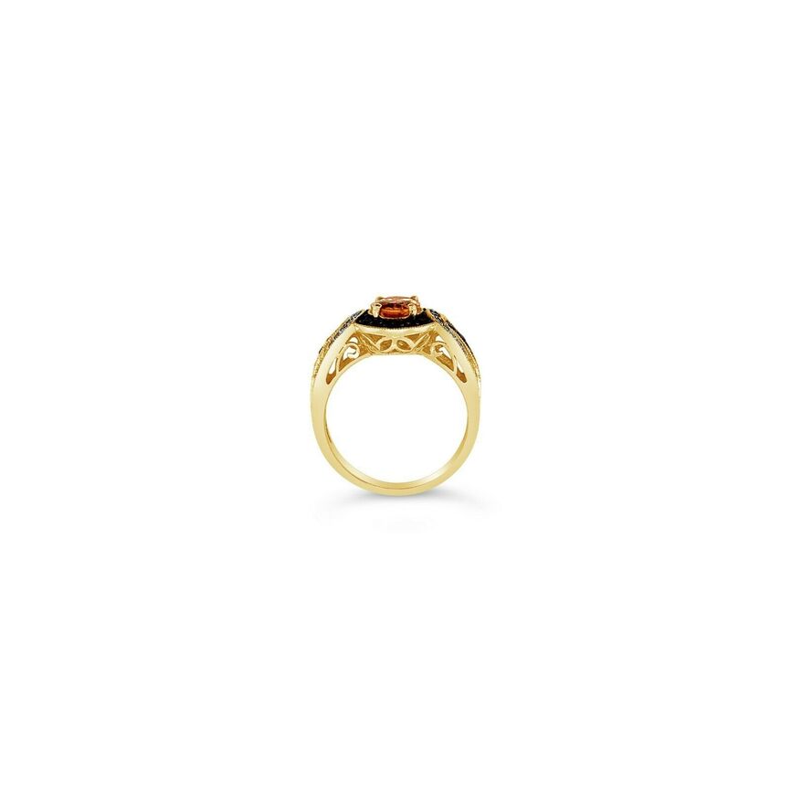 Arusha Exotics™ Ring Spessartite Smoky Quartz Vanilla Diamonds® 14K Honey Gold™