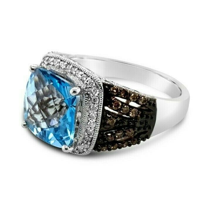 4 1/2 cts Blue Topaz and Diamond Ring in 14K White Gold by Le Vian - BirthStone.com