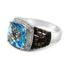 LeVian® Ring Blue Topaz Chocolate Diamonds® Vanilla Diamonds® 14K Vanilla Gold®