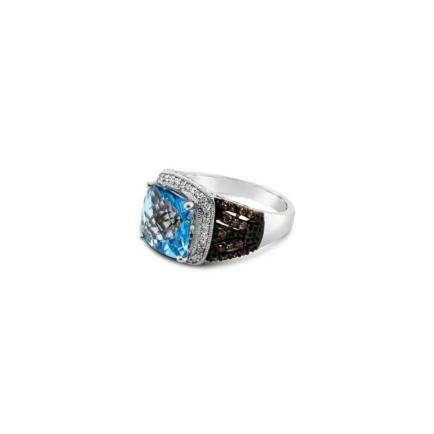 4 1/2 cts Blue Topaz and Diamond Ring in 14K White Gold by Le Vian - BirthStone.com