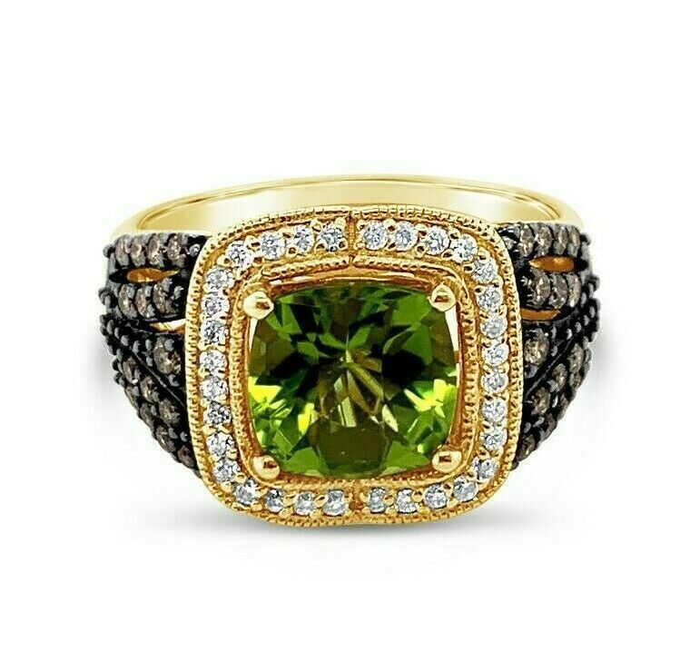 2 1/2 cts Green Peridot and Diamond Ring in 14K Yellow Gold by Le Vian - BirthStone.com