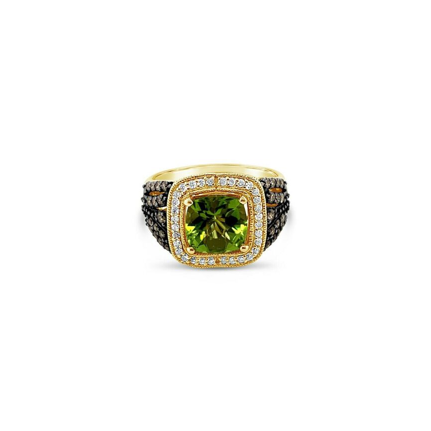 2 1/2 cts Green Peridot and Diamond Ring in 14K Yellow Gold by Le Vian - BirthStone.com