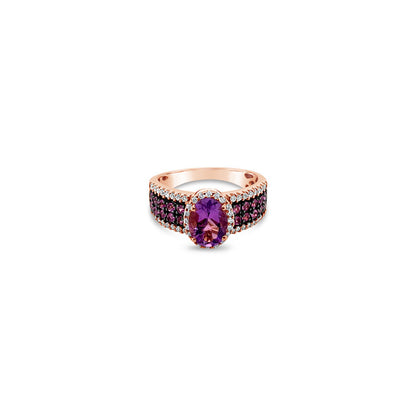 LeVian Ring Purple Amethyst and Diamond in 14K Rose Gold Size 7 - BirthStone.com