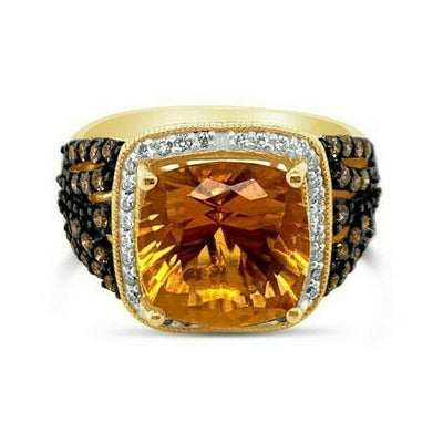 NEW LeVian® Ring Citrine Vanilla Diamonds® Chocolate Diamonds® 14K Honey Gold™