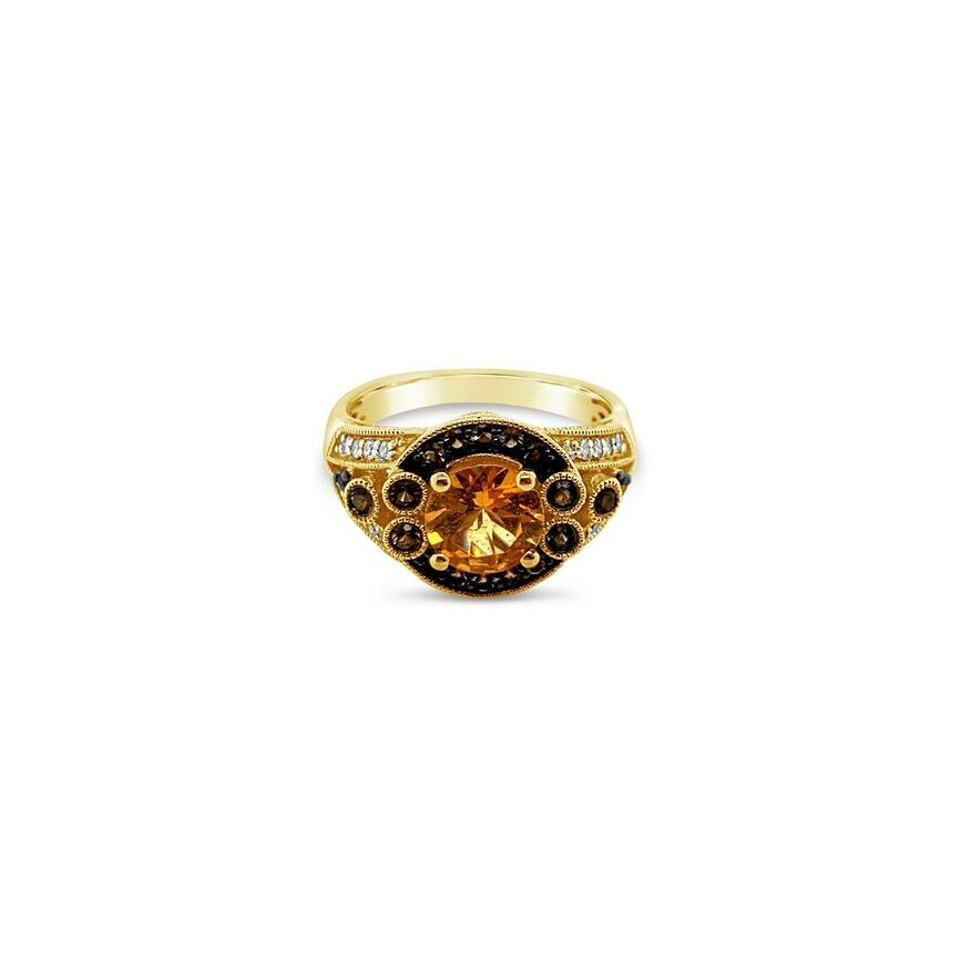 Arusha Exotics™ Ring Spessartite Vanilla Diamonds® Smoky Quartz 14K Honey Gold™