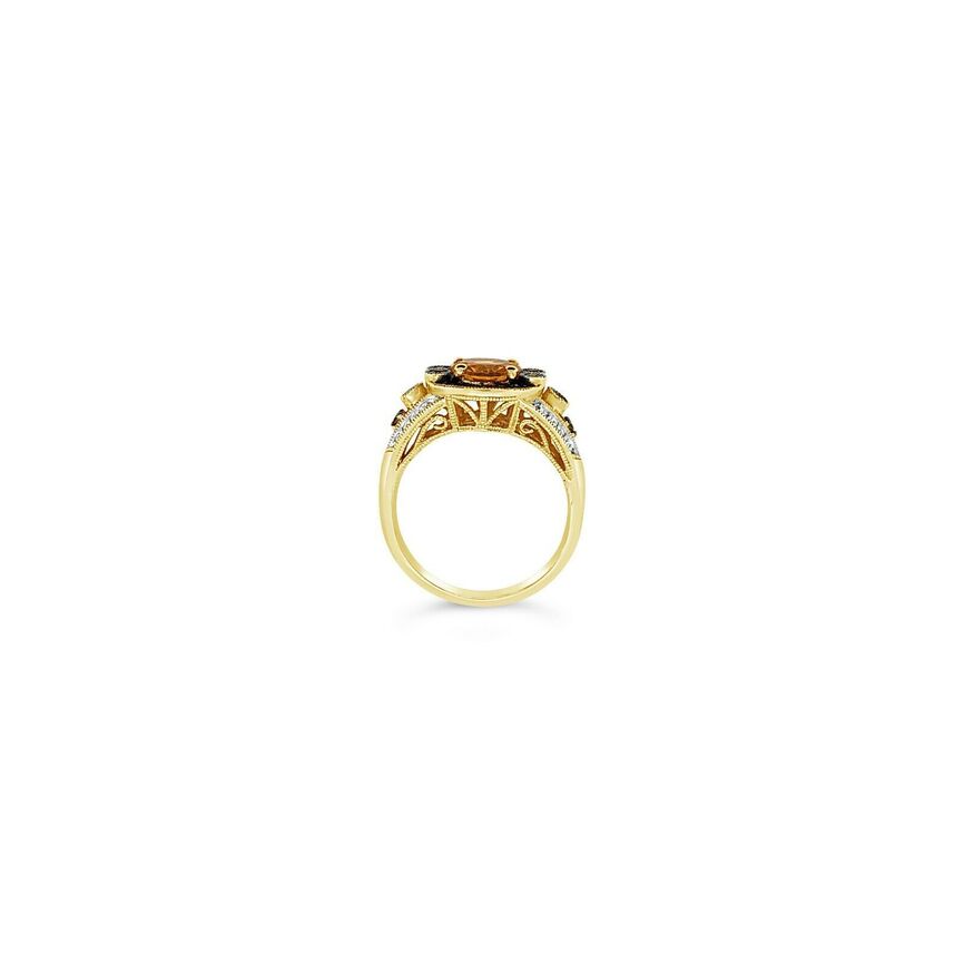 Arusha Exotics™ Ring Spessartite Vanilla Diamonds® Smoky Quartz 14K Honey Gold™