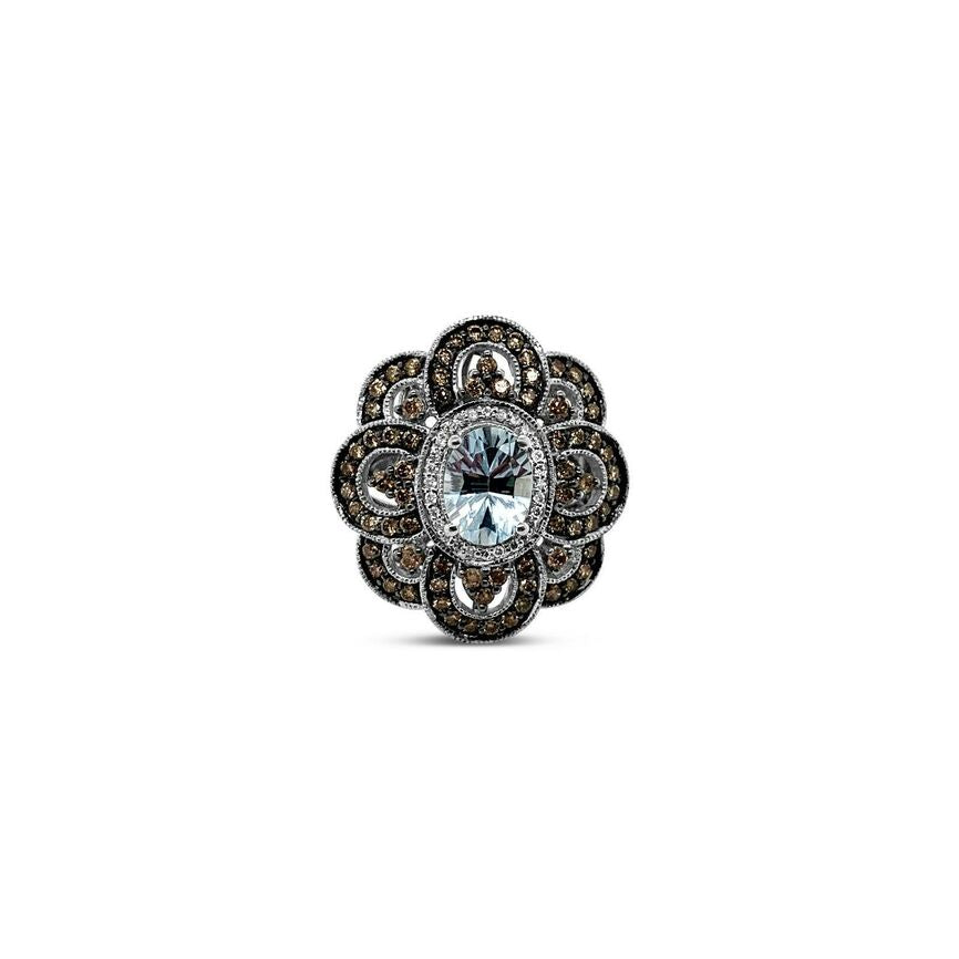 1 7/8 cts Blue Aquamarine and Diamond Ring in 14K White Gold by Le Vian - BirthStone.com