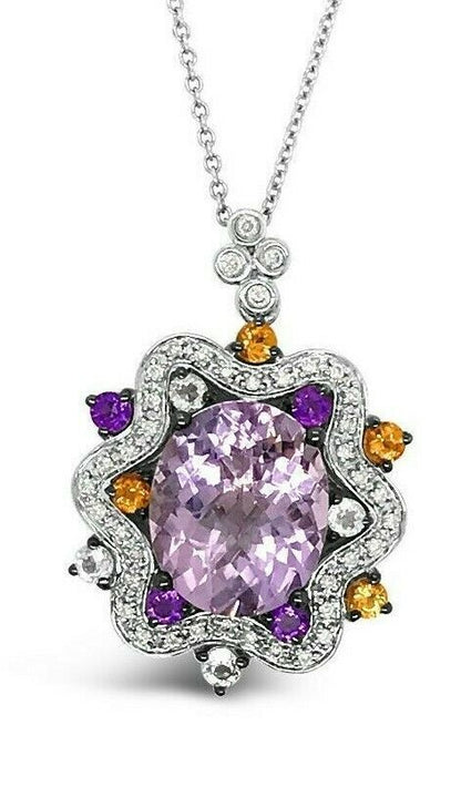 5 1/2 cts Pink Amethyst and Diamond Necklace in 14K White Gold by Le Vian - BirthStone.com