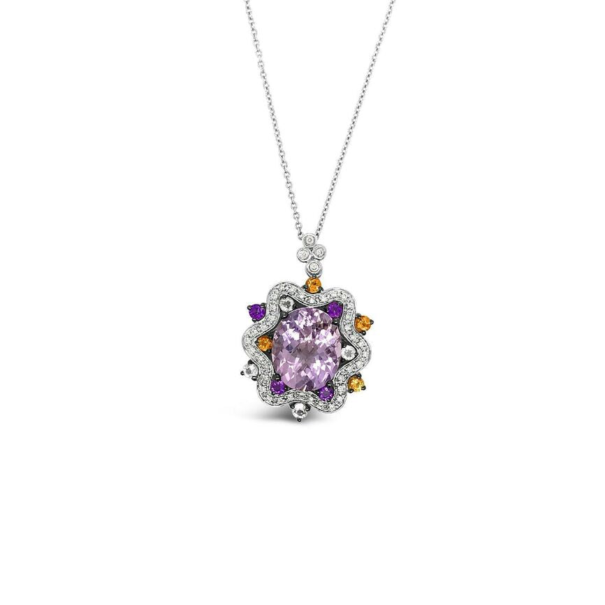 5 1/2 cts Pink Amethyst and Diamond Necklace in 14K White Gold by Le Vian - BirthStone.com