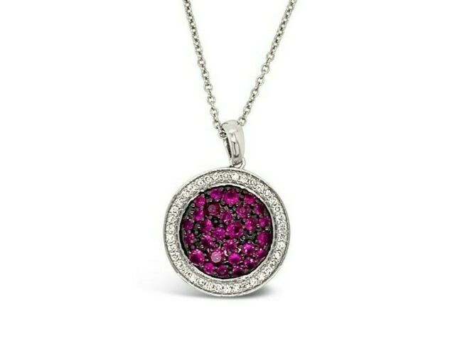 3/4 cts Red Ruby and Diamond Necklace in 14K White Gold by Le Vian - BirthStone.com