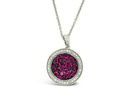 3/4 cts Red Ruby and Diamond Necklace in 14K White Gold by Le Vian - BirthStone.com