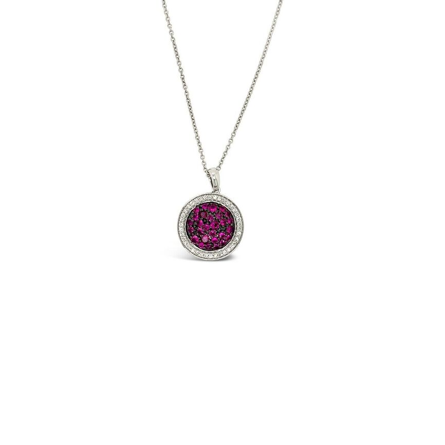 3/4 cts Red Ruby and Diamond Necklace in 14K White Gold by Le Vian - BirthStone.com