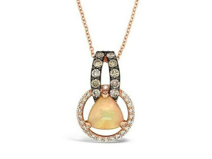 1 1/4 cts Multi-Color Opal and Diamond Necklace in 14K Rose Gold by Le Vian - BirthStone.com