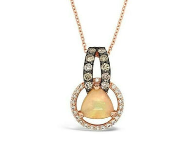 LeVian Pendant Opal Chocolate Diamonds Vanilla Diamonds® 14K Strawberry Gold®