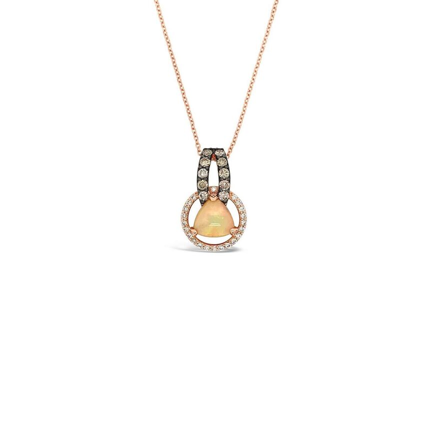 1 1/4 cts Multi-Color Opal and Diamond Necklace in 14K Rose Gold by Le Vian - BirthStone.com